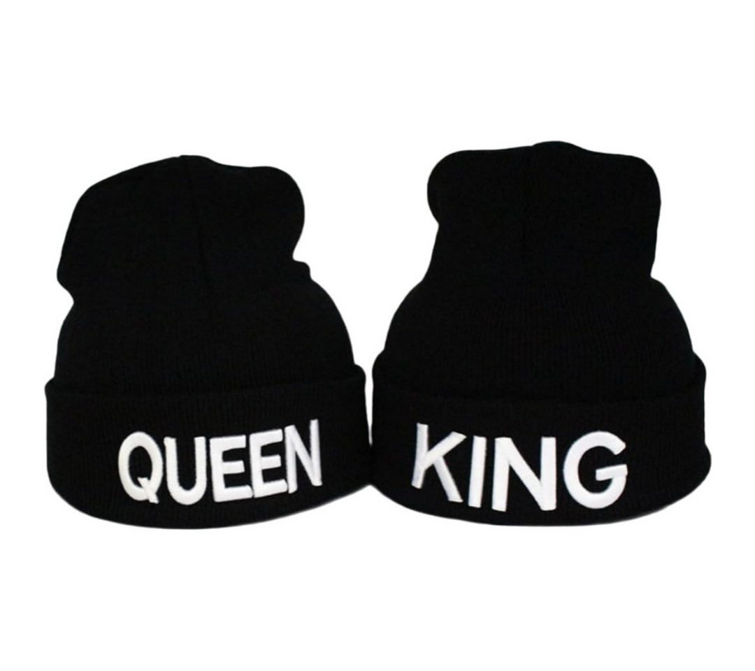 FOUORTUNATE-BEE Beanie 2er Set Partner-Strickmützen, schwarz, Unisex Wintermützen Paar Wintermützen für Damen & Herren, Geschenk zum Valentinstag von FOUORTUNATE-BEE