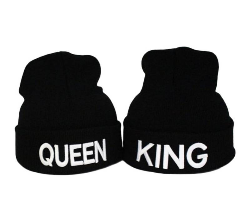 FOUORTUNATE-BEE Beanie 2er Set Partner-Strickmützen, schwarz, Unisex Wintermützen Paar Wintermützen für Damen & Herren, Geschenk zum Valentinstag von FOUORTUNATE-BEE