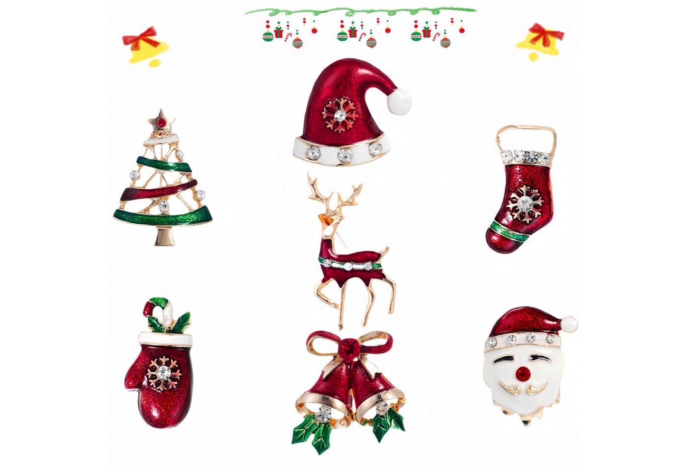FOUORTUNATE-BEE Broschen Set 7-teiliges Weihnachtsbroschen-Set für Damen – festliche Accessoires (Ideales Geschenk für Freundin, Ehefrau oder für sich selbst zu) von FOUORTUNATE-BEE