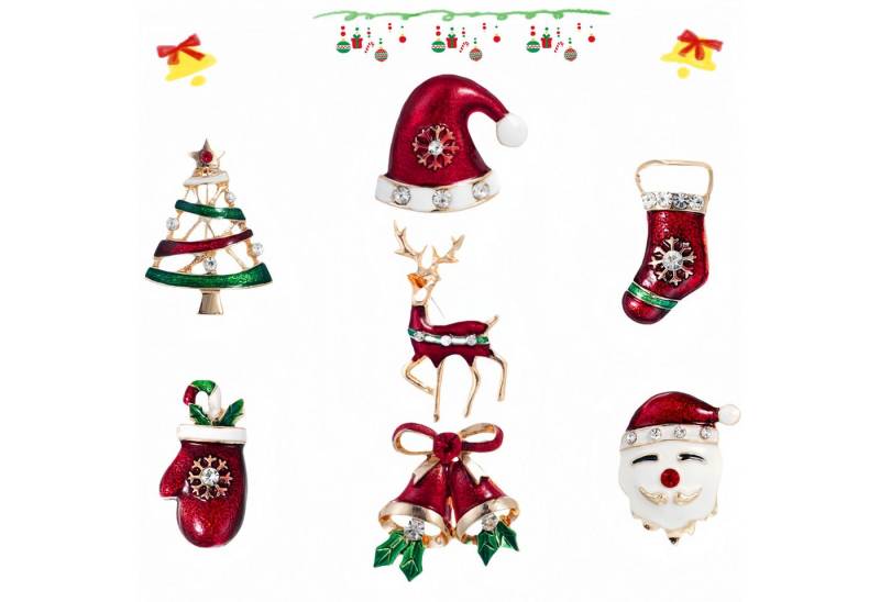 FOUORTUNATE-BEE Broschen Set 7-teiliges Weihnachtsbroschen-Set für Damen – festliche Accessoires (Ideales Geschenk für Freundin, Ehefrau oder für sich selbst zu) von FOUORTUNATE-BEE