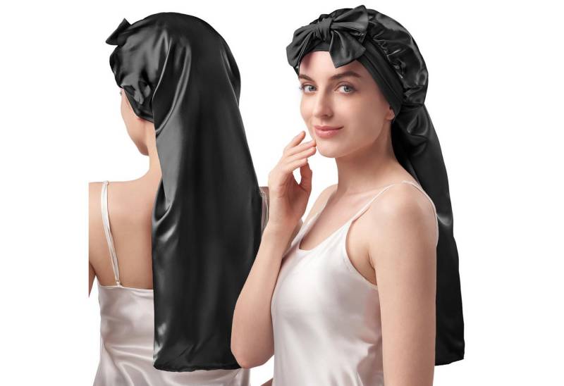 FOUORTUNATE-BEE Duschhaube Damen Schlafhaube mit langem Band – Verstellbare Haarschutzmütze1pcs, Schlafmütze mit Schleife & Stretchband – Atmungsaktiv für volles Haar von FOUORTUNATE-BEE