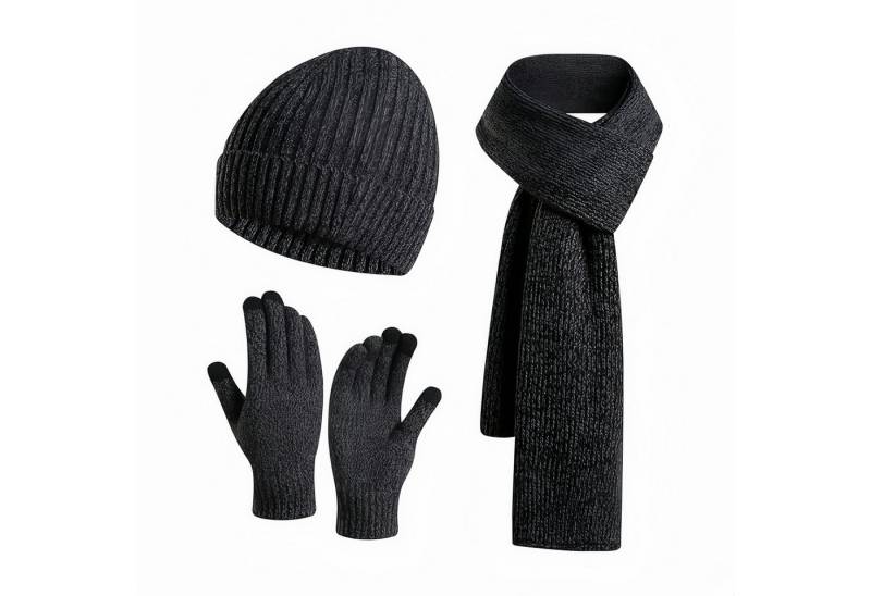 FOUORTUNATE-BEE Fellimitatmützen Dreiteiliges Set: Strickmütze, Schal & Touchscreen-Handschuhe von FOUORTUNATE-BEE