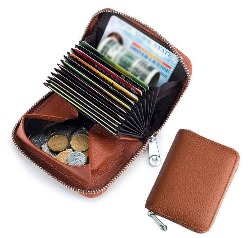 FOUORTUNATE-BEE Geldbörse Kartenetui Damen, RFID-Schutz Kartenhalter Geldbörse, Klein Geldbeutel Reißverschluss Portemonnaie von FOUORTUNATE-BEE