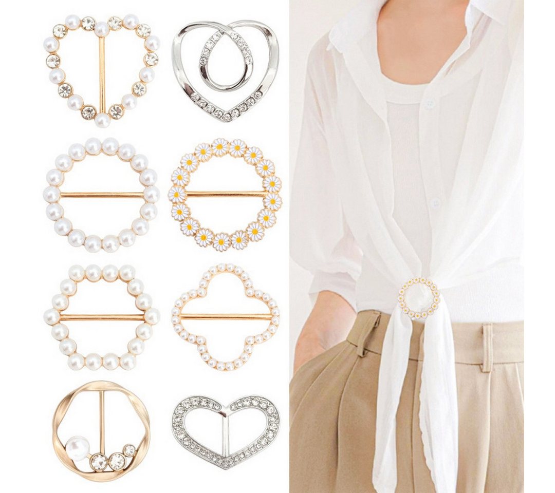 FOUORTUNATE-BEE Gürtelschnalle 8er Set Shirtknoten-Clips Damen – Blusen-, Schal- und T-Shirt-Ringe Shirt Tail Tightener Schalringe Styling-Clips für Blusen und T-Shirts von FOUORTUNATE-BEE