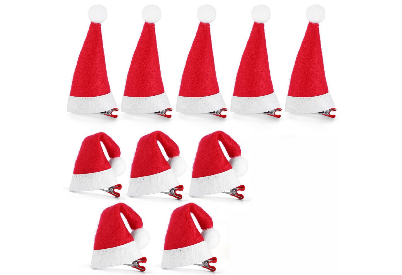 FOUORTUNATE-BEE Haarclip 10 Stück Weihnachten Haarspangen, Mini Weihnachtsmütze Haarklammern, Rot Santa Hut Haarschmuck Weihnachts Haarclips, 10-tlg., für Mädchen Damen von FOUORTUNATE-BEE