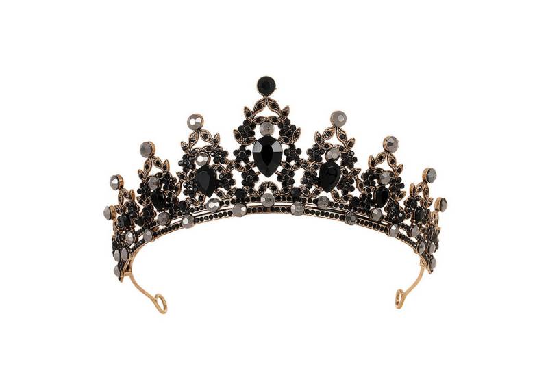 FOUORTUNATE-BEE Haarreif Schwarze Diadem mit Kristall, Barock Hexe Böse Königin Kostüm Stirnband für Braut Prinzessin Geburtstag, Cosplay Party Hochzeit Abschlussball Quinceanera Festzug von FOUORTUNATE-BEE