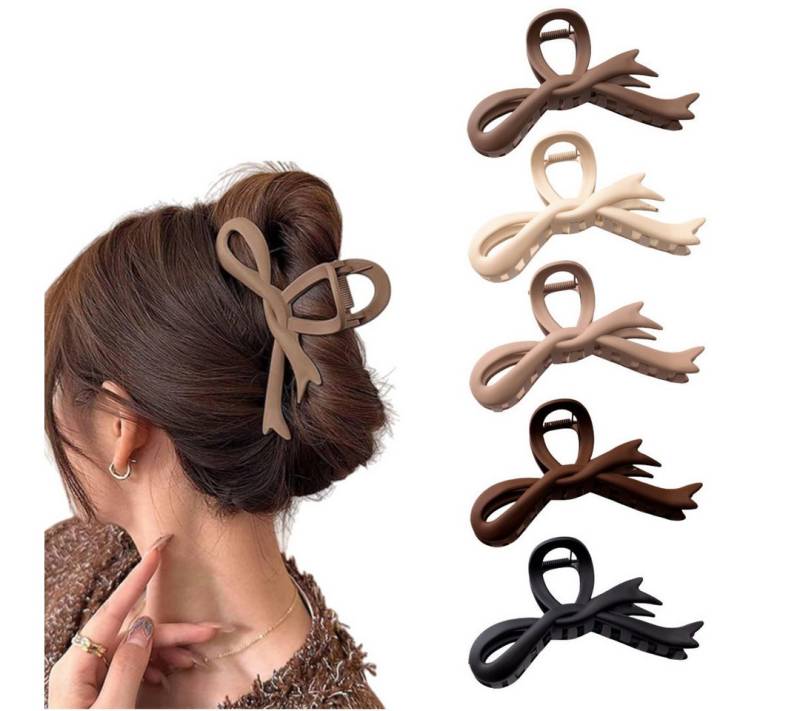 FOUORTUNATE-BEE Haarspange Große Damen-Haarspange mit Schleife, Set für dickes und lockiges Haar, Haarspangen Set mit 5 Krallen, eleganter Haarschmuck für Damen Mädchen von FOUORTUNATE-BEE