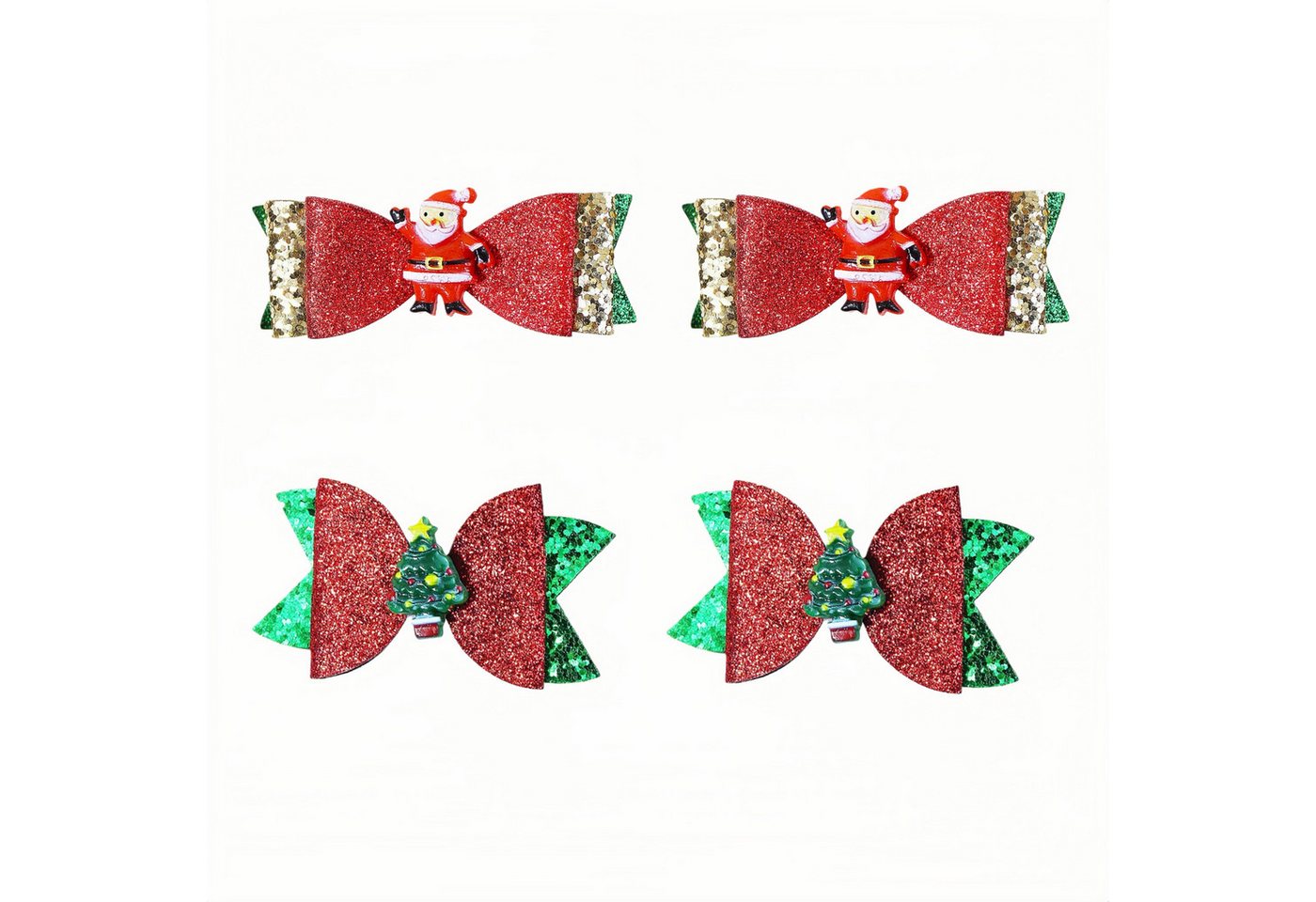 FOUORTUNATE-BEE Haarspange Weihnachtliche Schleifen-Haarclips, 4 Stück, Süße Weihnachts-Haarspangen – Geschenk für Mädchen von FOUORTUNATE-BEE