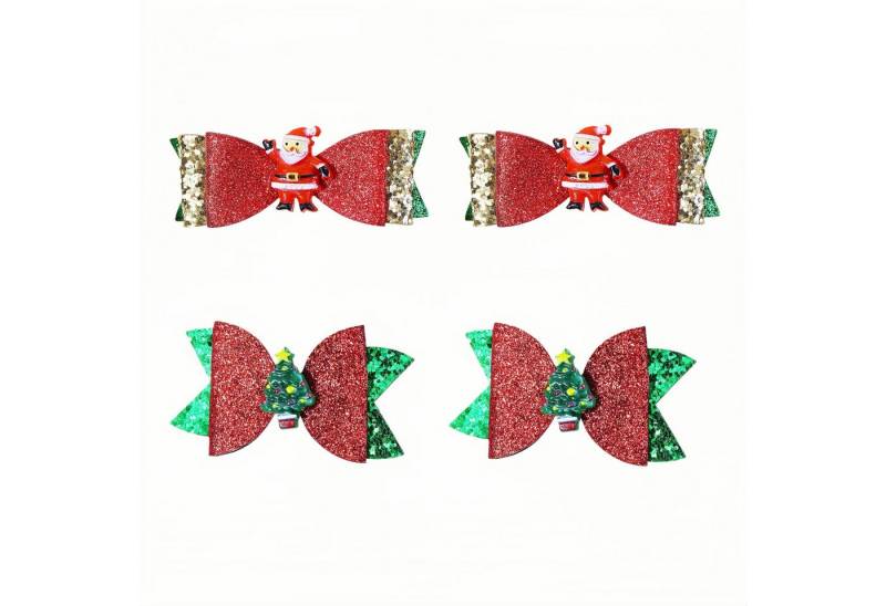 FOUORTUNATE-BEE Haarspange Weihnachtliche Schleifen-Haarclips, 4 Stück, Süße Weihnachts-Haarspangen – Geschenk für Mädchen von FOUORTUNATE-BEE