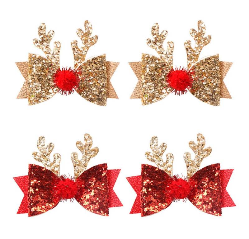 FOUORTUNATE-BEE Haarspange Weihnachtliche Schleifen-Haarclips, 4 Stück, Süße Weihnachts-Haarspangen – Geschenk für Mädchen von FOUORTUNATE-BEE