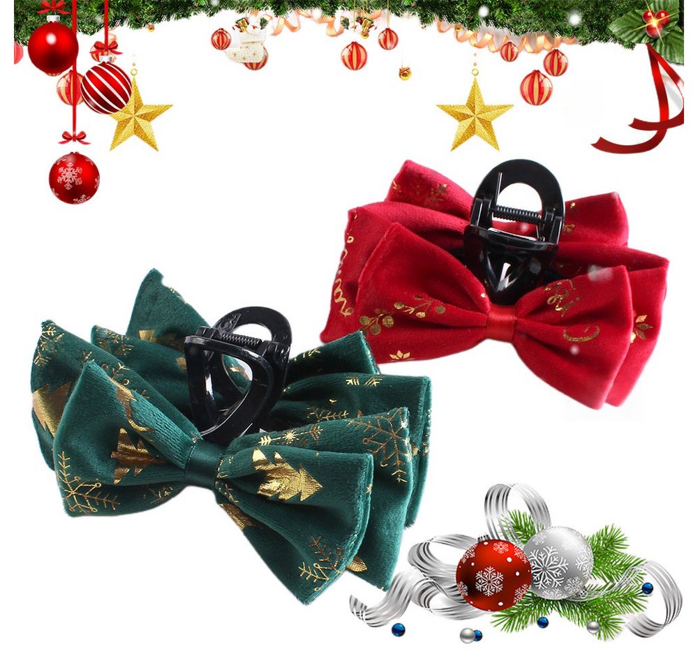 FOUORTUNATE-BEE Haarspange Weihnachts Haarklammer Set für Damen – Rot Grün Schleifen, 2er Set Weihnachts Haarspangen mit Schleife für Mädchen von FOUORTUNATE-BEE