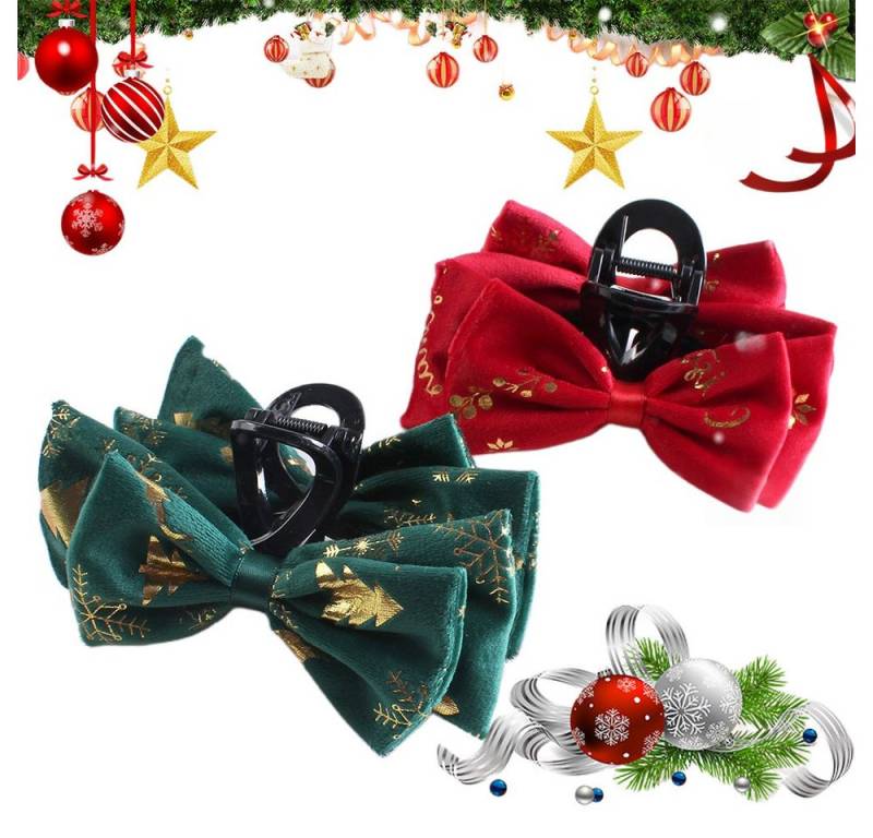 FOUORTUNATE-BEE Haarspange Weihnachts Haarklammer Set für Damen – Rot Grün Schleifen, 2er Set Weihnachts Haarspangen mit Schleife für Mädchen von FOUORTUNATE-BEE