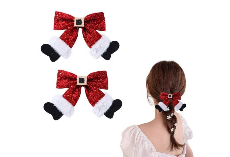 FOUORTUNATE-BEE Haarspange Weihnachts Haarspangen Set – Glitzernde Pailletten Schleifen, 2 Stück, Rote Weihnachts Haarclips mit Glitzer-Schleife für Party & Geschenke von FOUORTUNATE-BEE