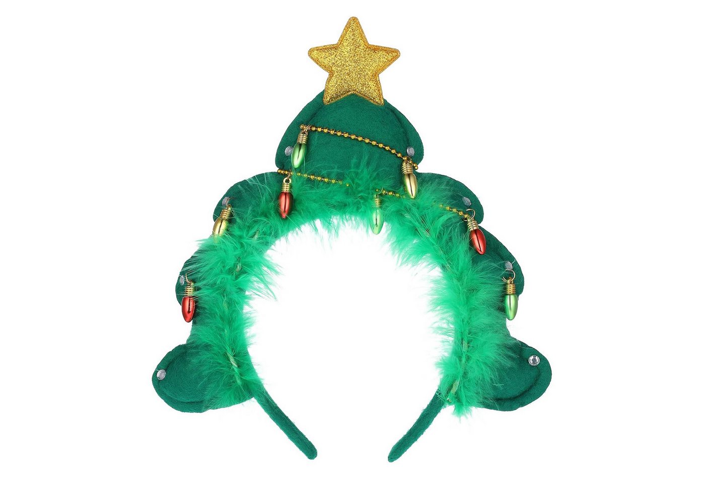 FOUORTUNATE-BEE Haarspange Weihnachts-Stirnband mit grüner Tanne und Stern Winter Haaraccessoire, Plüschiges Weihnachts Stirnband mit Baumdesign Perfekt für Partys von FOUORTUNATE-BEE