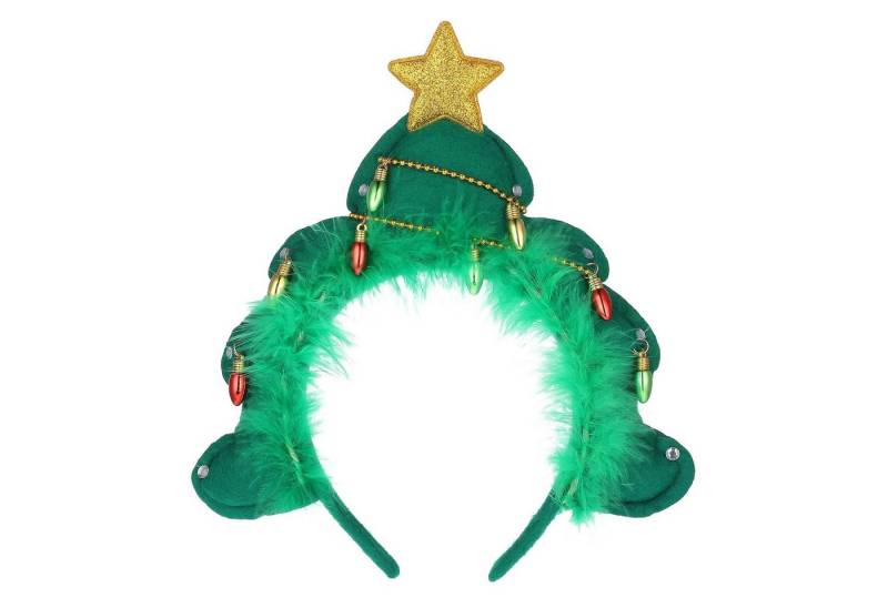 FOUORTUNATE-BEE Haarspange Weihnachts-Stirnband mit grüner Tanne und Stern Winter Haaraccessoire, Plüschiges Weihnachts Stirnband mit Baumdesign Perfekt für Partys von FOUORTUNATE-BEE