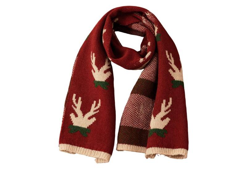 FOUORTUNATE-BEE Halstuch Weihnachts-Strickschal Damen – Warm, weich mit Rentier Tannendesign, Roter & grüner Weihnachts-Schal Gemütlicher Winterschal für Frauen von FOUORTUNATE-BEE