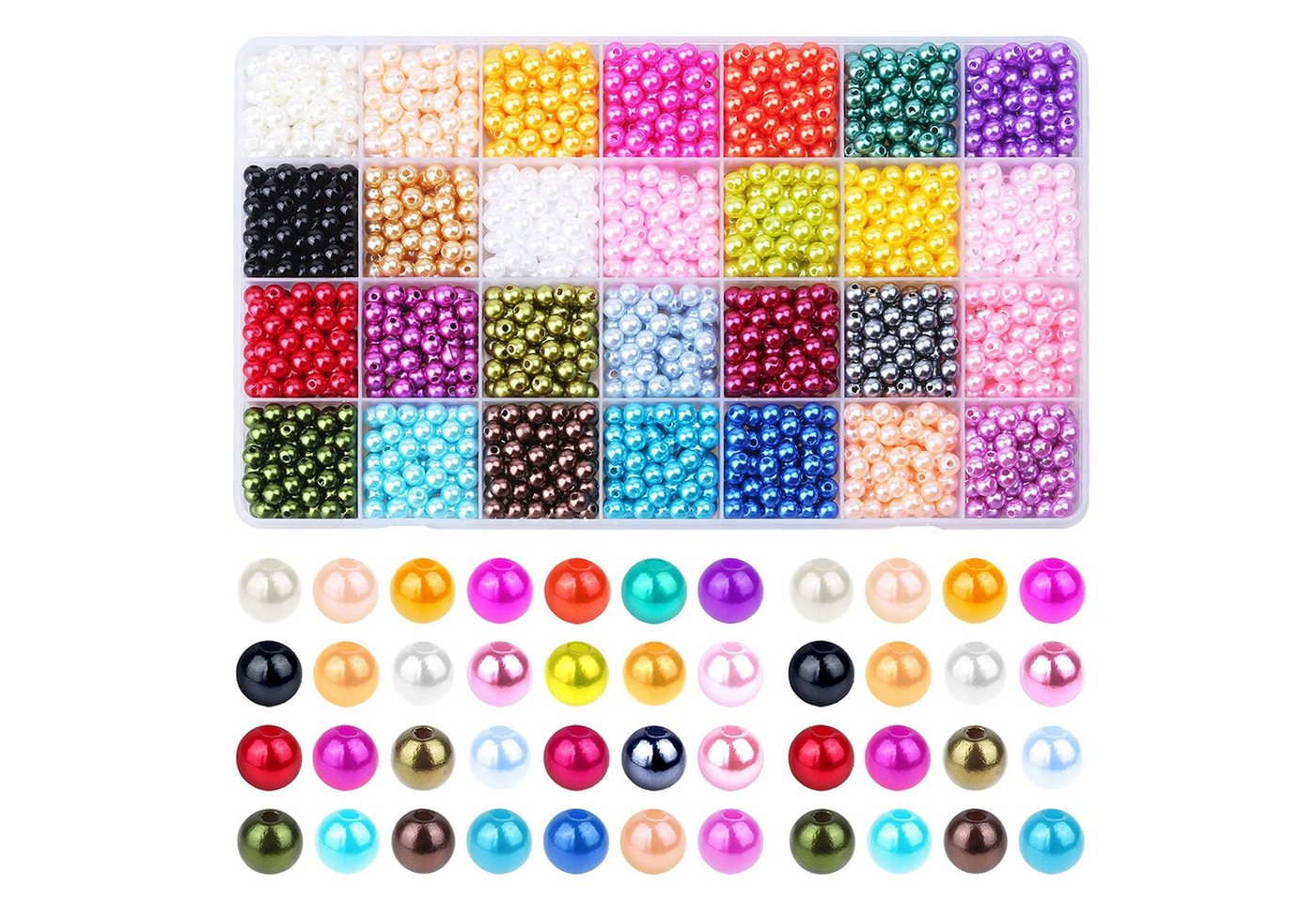 FOUORTUNATE-BEE Ketten und Armband Set 1960 PCS Perlen, 6mm 28 Farben Multicolor lose Perlen (für Handwerk mit Löchern für die Schmuckherstellung, 1960-tlg., kleine Füllstoff Perlen für die Herstellung), von Armband Halskette Ohrringe von FOUORTUNATE-BEE