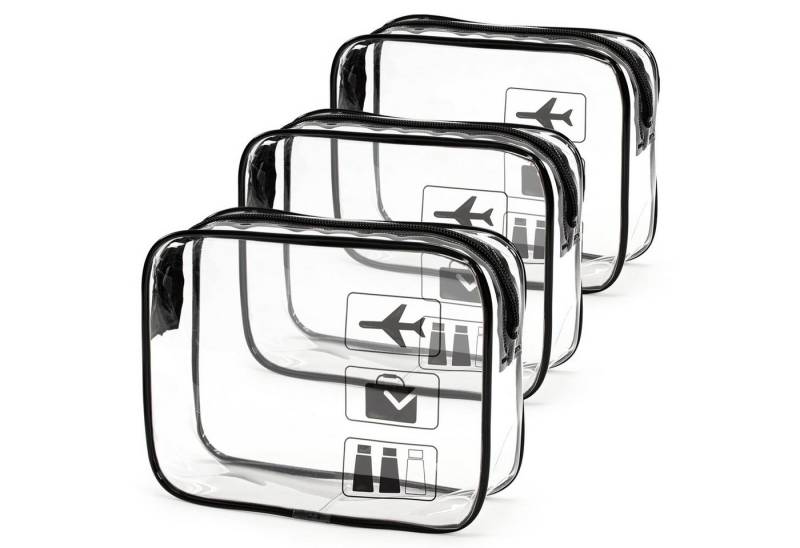 FOUORTUNATE-BEE Kulturbeutel 1 Liter Beutel Flugzeug Handgepäck (3 Stück) (Kulturbeutel Transparent, Kosmetiktasche Durchsichtig, 3-tlg., PVC Flüssigkeiten Beutel Handgepäck, Reisezubehör für Männer, Frauen) von FOUORTUNATE-BEE