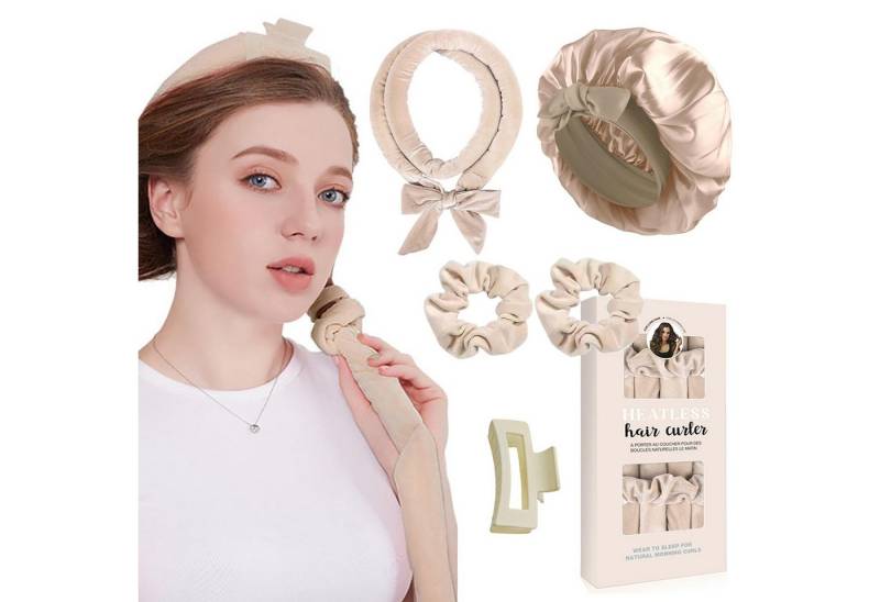 FOUORTUNATE-BEE Lockenwickler Locken Ohne Hitze Samt Lockenwickler Über Nacht mit Schlafmütze, DIY Haare Lockenband Frisurenset Lockenwickler Über Nacht von FOUORTUNATE-BEE