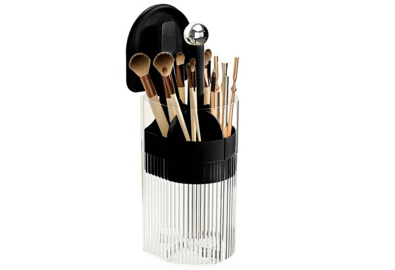 FOUORTUNATE-BEE Make-up Palette Automatischer Makeup-Pinsel Organizer mit Staubschutz, transparent, Makeup-Pinselhalter mit Deckel, 4 Fächer für Kosmetik & Utensilien von FOUORTUNATE-BEE