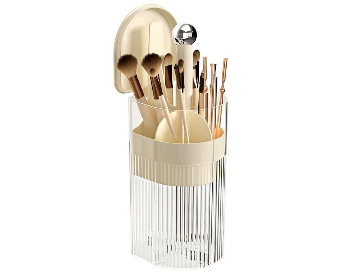 FOUORTUNATE-BEE Make-up Palette Automatischer Makeup-Pinsel Organizer mit Staubschutz, transparent, Makeup-Pinselhalter mit Deckel, 4 Fächer für Kosmetik & Utensilien von FOUORTUNATE-BEE