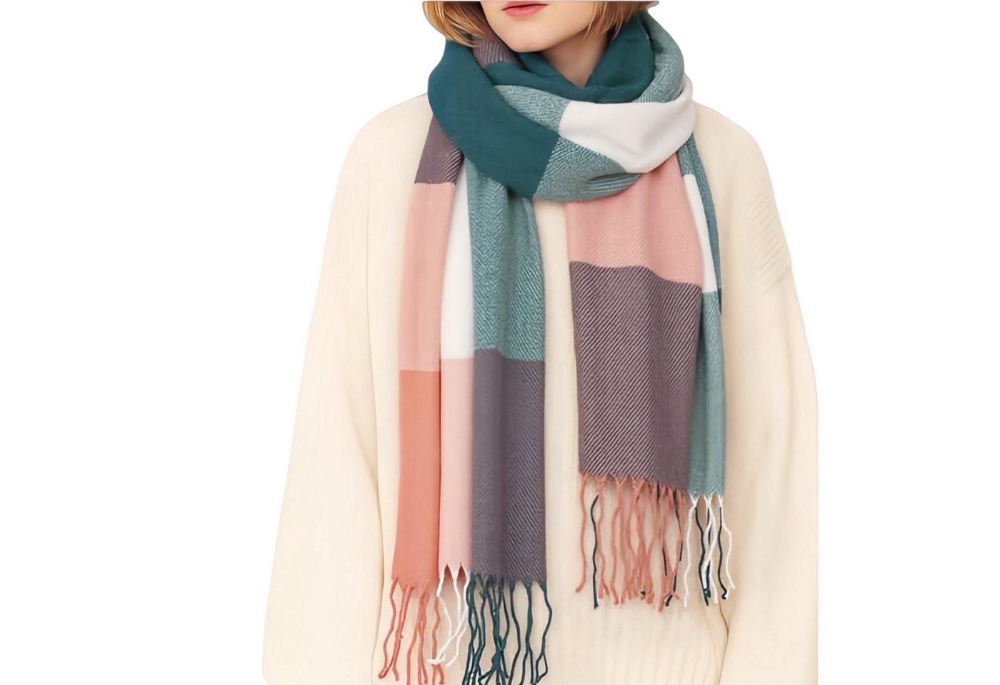 FOUORTUNATE-BEE Modeschal Damen Winterkaroschal, warmer Schal & Stola für Herbst und Winter, Langer Karo-Winterschal Damen, modischer Schal – Geschenk für Mama von FOUORTUNATE-BEE