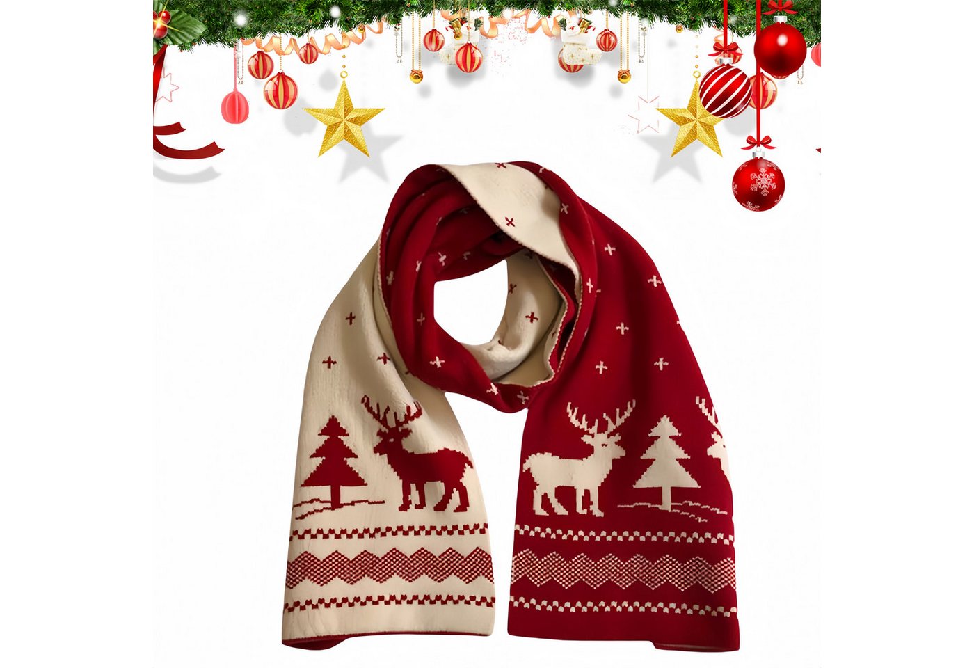 FOUORTUNATE-BEE Modeschal Weihnachtsschal Damen – Weicher, Warmer Winterschal mit Motiv, Kuscheliger Schal mit Weihnachtsmuster – Perfekt als Geschenkidee von FOUORTUNATE-BEE