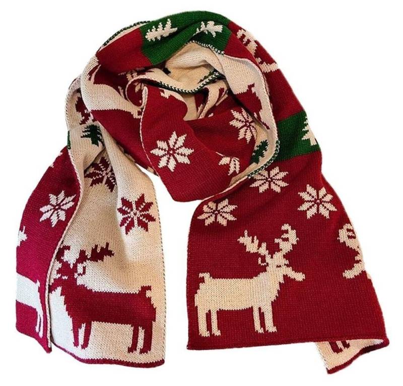 FOUORTUNATE-BEE Modeschal Weihnachtsschal Unisex – Warmer Strickschal mit Rentiermotiv, Winter-Strickschal für Damen und Herren im Weihnachtsdesign von FOUORTUNATE-BEE