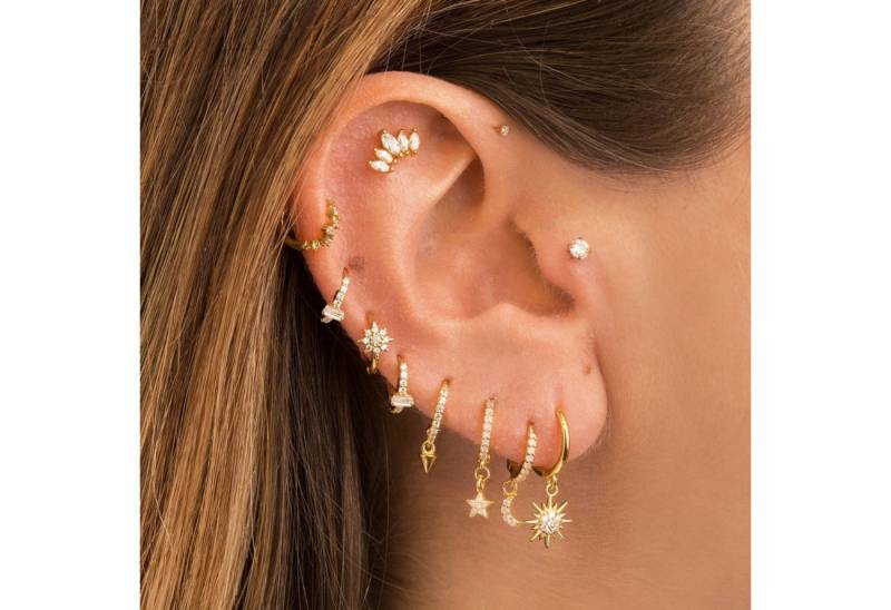 FOUORTUNATE-BEE Ohrstecker-Set 10er Set Damen Ohrringe – Sterne & Mond Geometrie Ohrschmuck, Stern-Mond Ohrring Set für Damen – 10-teiliges Kombi-Schmuckset von FOUORTUNATE-BEE