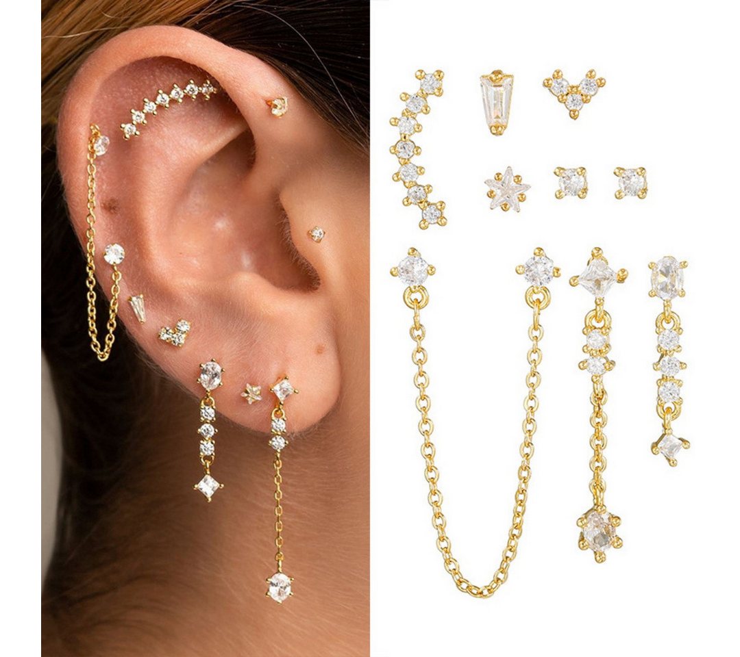 FOUORTUNATE-BEE Ohrstecker-Set 9-teiliges Set Damen Ohrringe – Lange Anhänger & Quastenstil, Lange Statement-Ohrringe Set für Damen – 9 elegante Designs von FOUORTUNATE-BEE