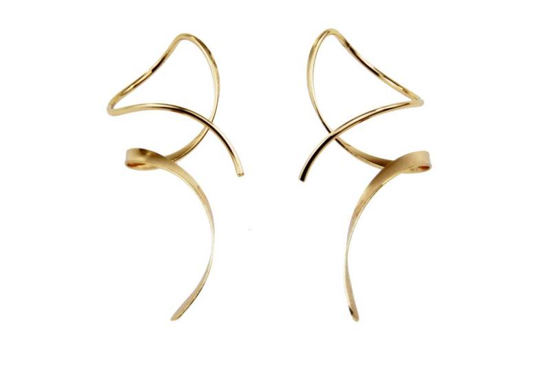 FOUORTUNATE-BEE Paar Ohrhänger Ohrhänger Damen Spiral Ohrstecker mit geometrischen Linien Wellenform, Moderne Wellen Ohrhänger mit gedrehter Linienstruktur von FOUORTUNATE-BEE