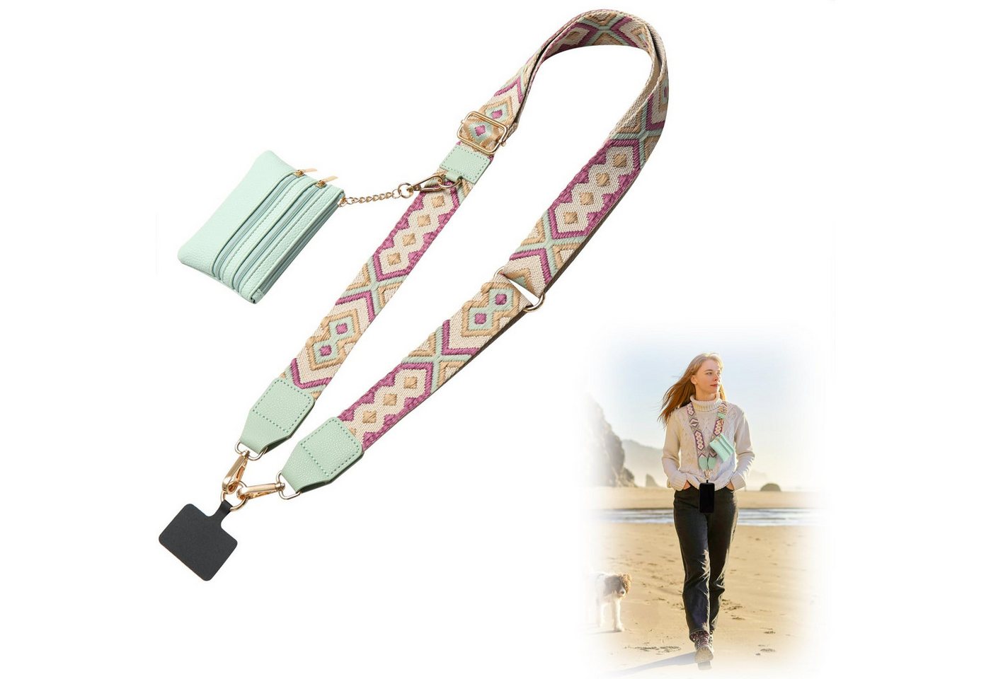 FOUORTUNATE-BEE Schulterriemen Verstellbarer Handy- und Schultergurt, Crossbody- und Handgelenkband Ersatz-Trageriemen für Damen Handtaschen, kleine Taschen Geldbörsen von FOUORTUNATE-BEE