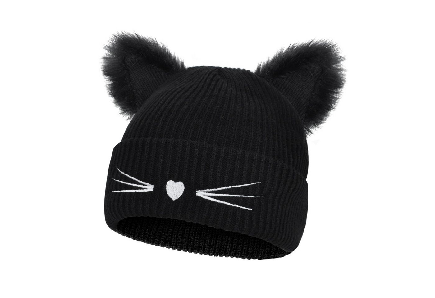 FOUORTUNATE-BEE Sonnenhut Winter-Strickmütze mit Katzenohren für Damen – Warm & Süß Weiche elastische Katzenmütze für Herbst & Winter – Mädchen Damen von FOUORTUNATE-BEE