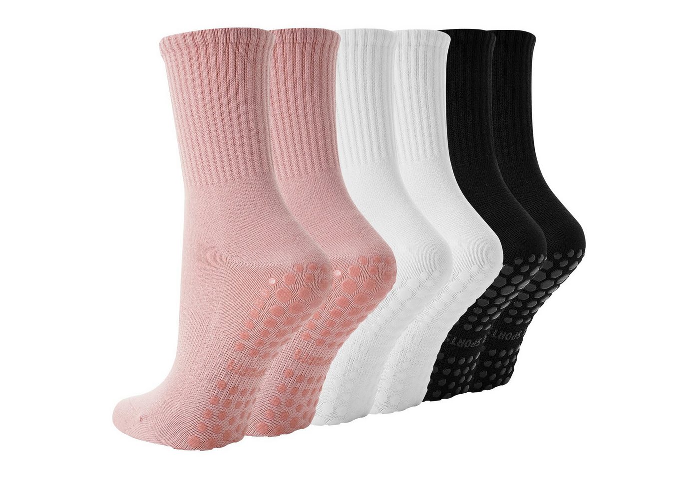 FOUORTUNATE-BEE Sportsocken 3 Paar Damen-Yoga-Socken mit rutschfester Sohle, Größe 36-40 Pilates- und Fitness-Socken für Damen, ideal als Geschenk von FOUORTUNATE-BEE