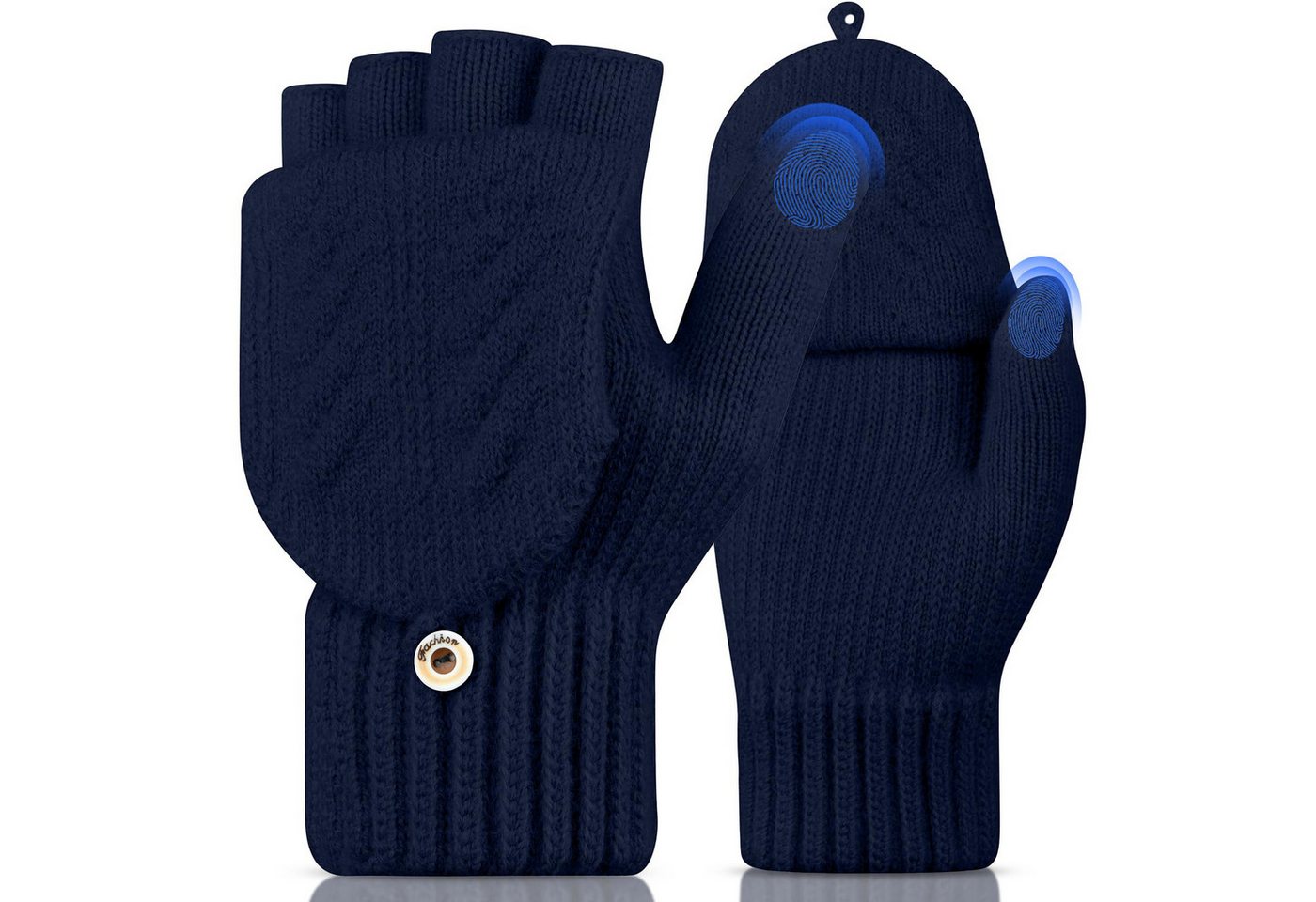 FOUORTUNATE-BEE Strickhandschuhe Fingerlose handschuhe Thermo Winterhandschuhe Strick Handschuh-Klappe (Touchscreen Laufen Radfahren Fahren ohne Finger Warme Herren Damen) von FOUORTUNATE-BEE
