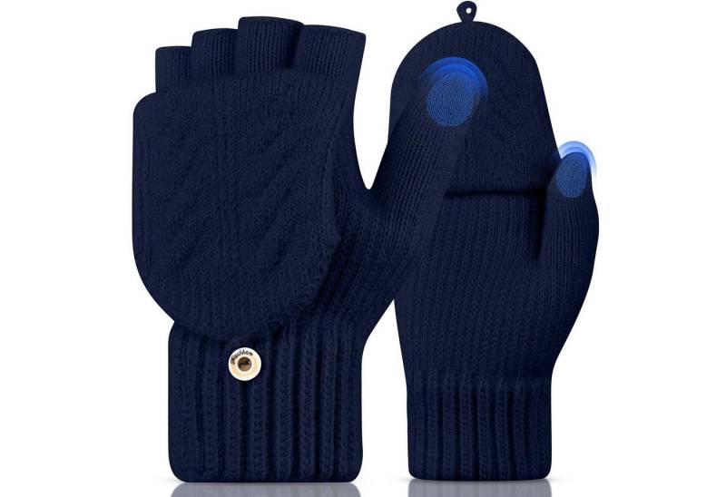 FOUORTUNATE-BEE Strickhandschuhe Fingerlose handschuhe Thermo Winterhandschuhe Strick Handschuh-Klappe (Touchscreen Laufen Radfahren Fahren ohne Finger Warme Herren Damen) von FOUORTUNATE-BEE