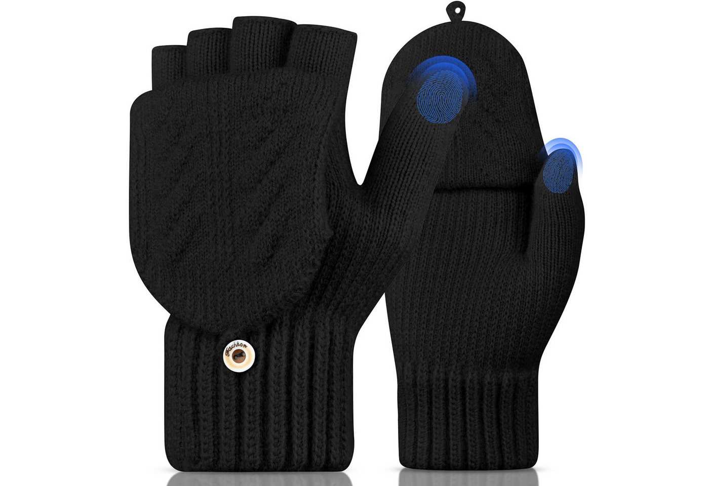FOUORTUNATE-BEE Strickhandschuhe Fingerlose handschuhe Thermo Winterhandschuhe Strick Handschuh-Klappe (Touchscreen Laufen Radfahren Fahren ohne Finger Warme Herren Damen) von FOUORTUNATE-BEE