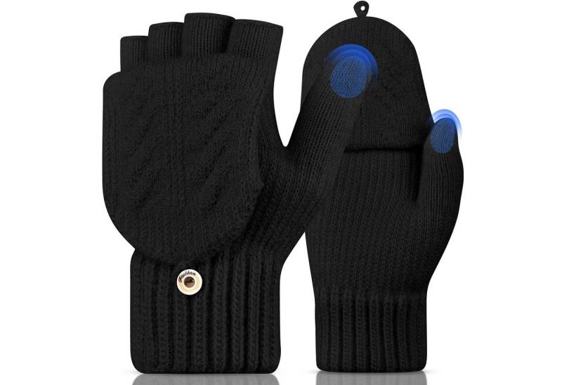 FOUORTUNATE-BEE Strickhandschuhe Fingerlose handschuhe Thermo Winterhandschuhe Strick Handschuh-Klappe (Touchscreen Laufen Radfahren Fahren ohne Finger Warme Herren Damen) von FOUORTUNATE-BEE