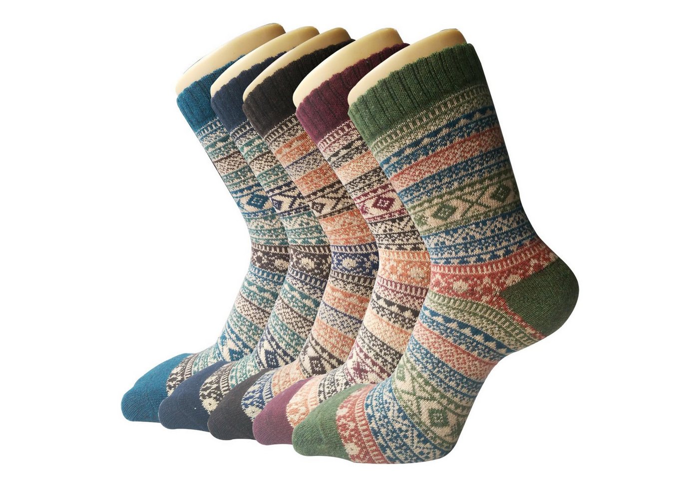 FOUORTUNATE-BEE Thermosocken 5 Paar Damen-Winterstrümpfe mit Vintage-Design (5-Paar) Kuschelige Socken für warme Füße in der kalten Jahreszeit von FOUORTUNATE-BEE