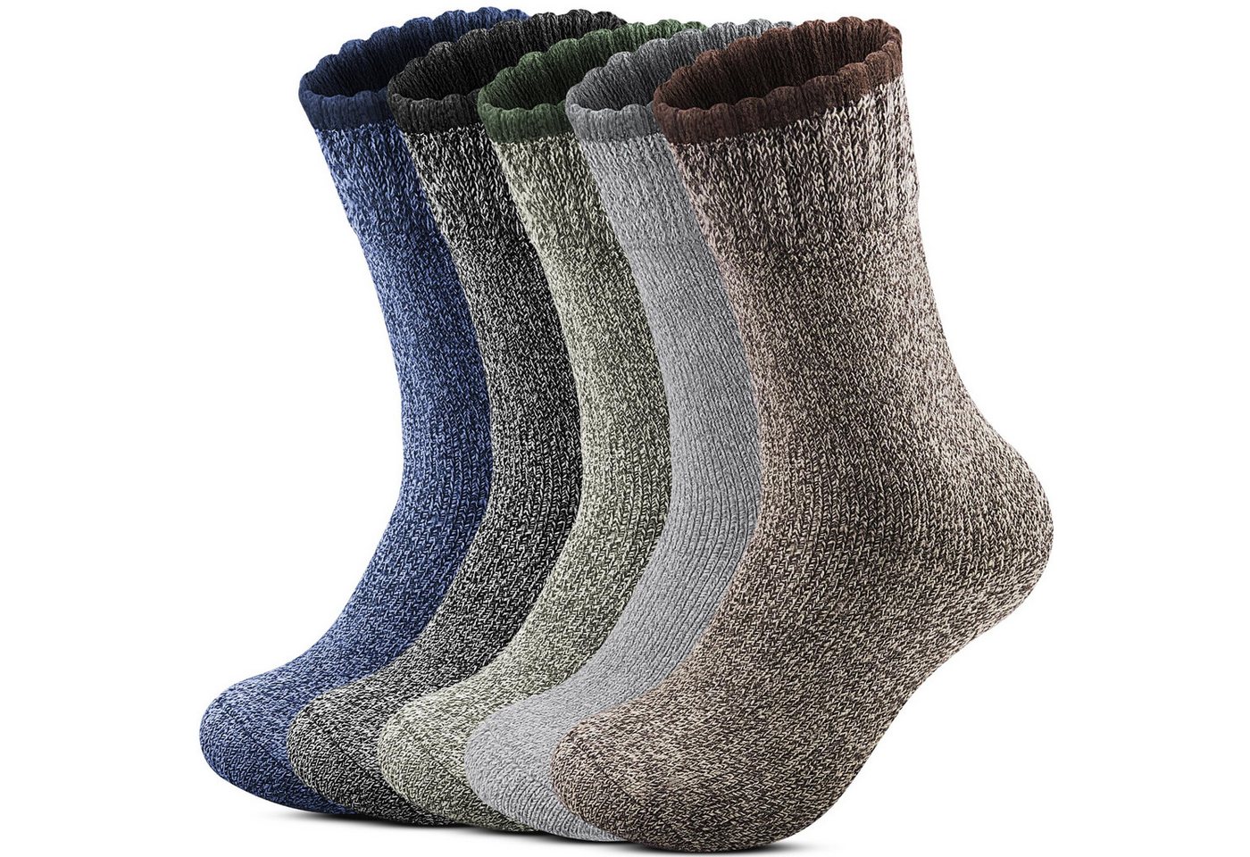 FOUORTUNATE-BEE Thermosocken 5 Paar Herren-Wintersocken, warme Outdoor- und Trekkingsocken Gefütterte Herren-Socken für Winter, Alltag, Wandern und Sport von FOUORTUNATE-BEE