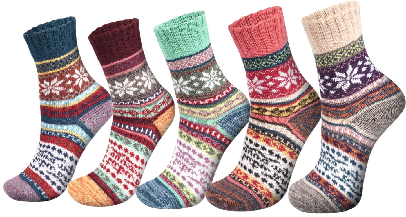 FOUORTUNATE-BEE Thermosocken Warme Weihnachts-Geschenksocken für Damen (5-Paar) Dicke Kuschelsocken als gemütliches Damen-Weihnachtsgeschenk von FOUORTUNATE-BEE