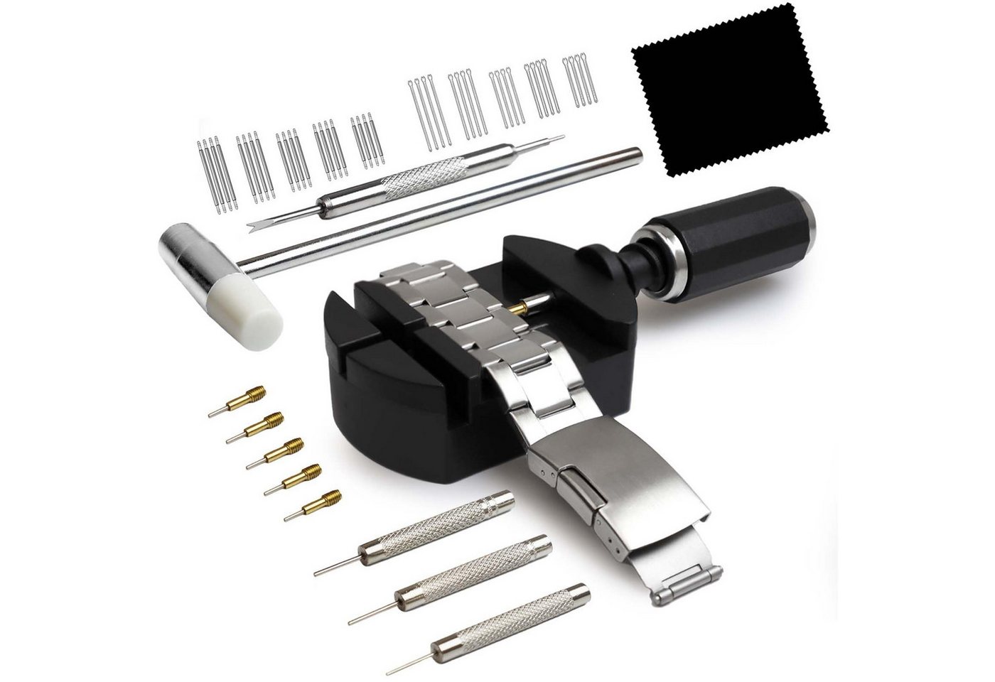 FOUORTUNATE-BEE Uhrenarmband Reparatur Werkzeug Set Werkzeug zum Einstellen von Uhrenarmbändern, Ersatz für Uhrenstifte, Uhrenhammer von FOUORTUNATE-BEE