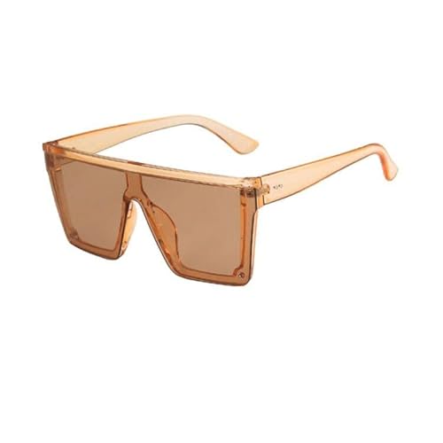 FOURCHEN Quadratische, übergroße Sonnenbrille für Damen und Herren, modisch, flaches Oberteil, großer Rahmen (tea brown) von FOURCHEN