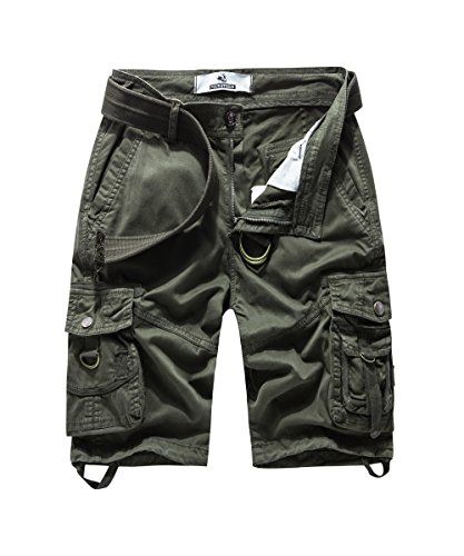 FOURSTEEDS Damen Baumwolle Relaxed Fit Casual Multi Pocket Bermuda Cargo Shorts - Grün - 42 FOURSTEEDS Damen Baumwolle Relaxed Fit Casual Multi Pocket Bermuda Cargo Shorts - Grün - 42 von FOURSTEEDS