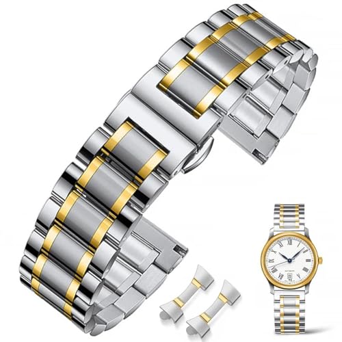 FOUUA Edelstahl Uhrenarmband Metallarmband Armbänder aus 16 18 19 20 21 22 24 Edelstahlarmband Ersatz Poliert Metal Armband Doppelschnalle Schwarz oder Silber Gold von FOUUA