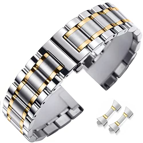 FOUUA Edelstahl Uhrenarmband Metallarmband Armbänder aus 16 18 19 20 21 22 24 Edelstahlarmband Ersatz Poliert Metal Armband oder Silber von FOUUA