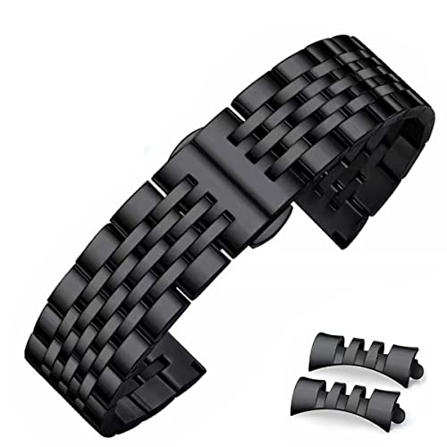 FOUUA Metall Uhrenarmband aus Edelstahl mit Geradem und Gebogenem Ende Premium Uhrenarmband aus Massivem Edelstahl Armbänder 16mm 18mm 19mm 20mm 22mm für Männer und Frauen von FOUUA