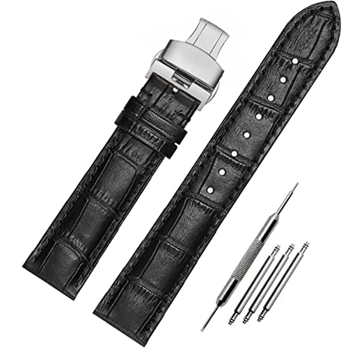 FOUUA Uhrenarmbänder Echtes Leder Uhrenarmbänder Alligator Geprägte Ersatz Faltschließe Armbänder 12 13 14 15 16 17 18 19 20 21 22 24mm von FOUUA