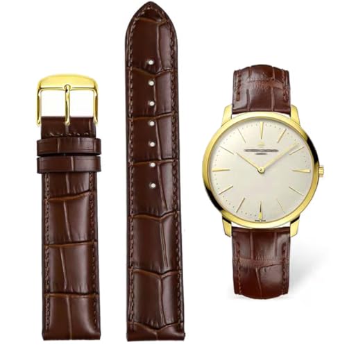 FOUUA Uhrenarmbänder Band Echtes Leder Armband Alligator Geprägte Ersatzarmbänder Armband,Braun-gold,19mm von FOUUA