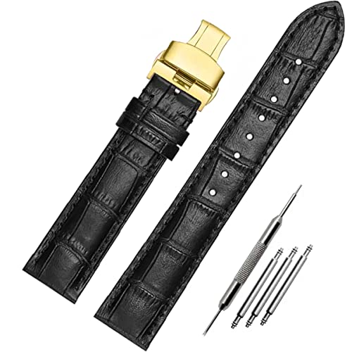 FOUUA Uhrenarmbänder Echtes Leder Uhrenarmbänder Alligator Geprägte Ersatz Faltschließe Armbänder 12 13 14 15 16 17 18 19 20 21 22 24mm von FOUUA